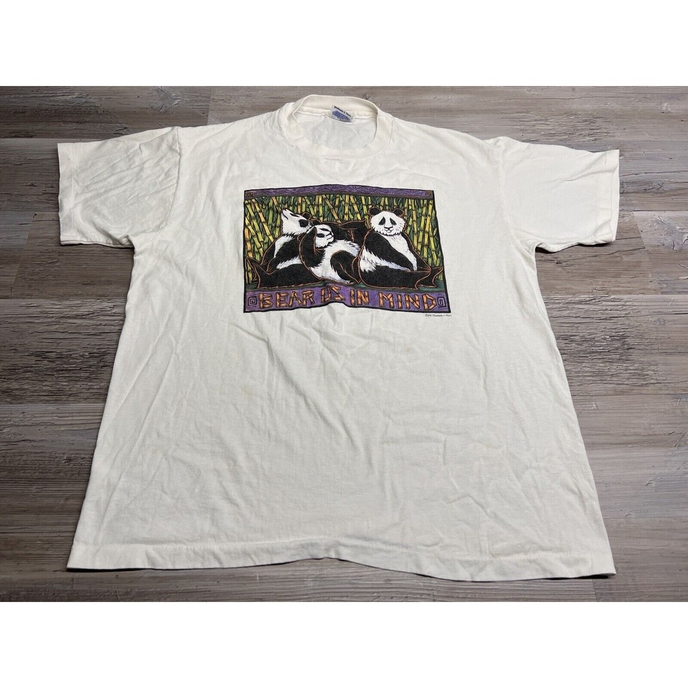 Vintage 90s Panda Bear T-Shirt Endangered Species Conservation XL Single Stitch